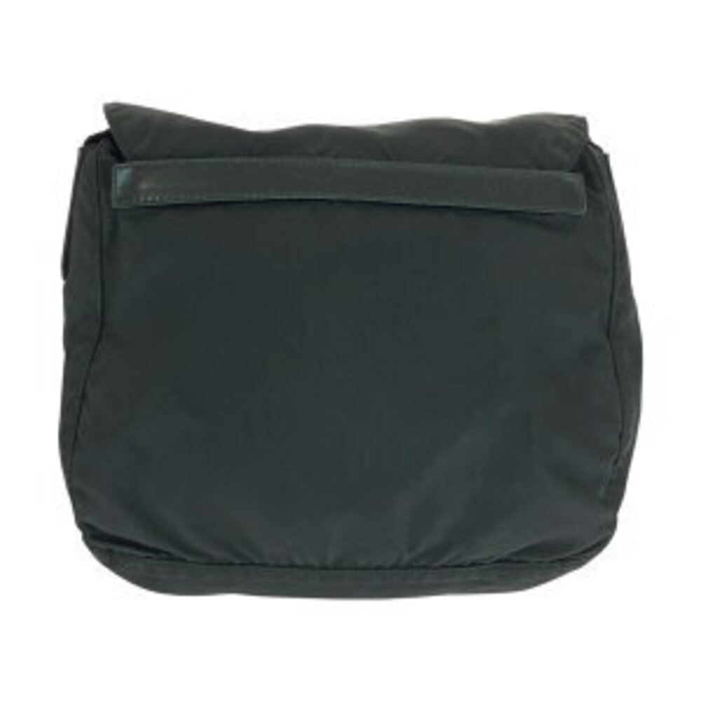 Prada shoulder triangular messenger leather Tessuto nylon logo black plate bag